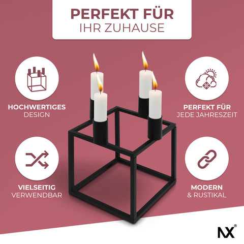 NX® Design Kerzenständer Kubus Cube schwarz (20cm)