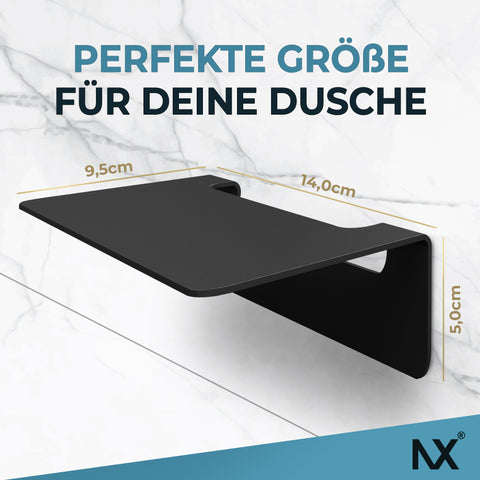 NX® Badablage ohne Bohren aus Edelstahl - Schwarz 14cm