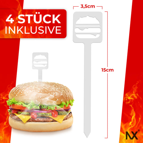 NX® Burgerspieße 4er-Set - Burger