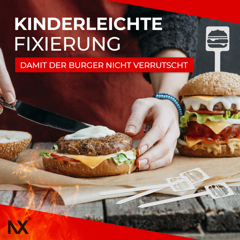 NX® Burgerspieße 4er-Set - Burger