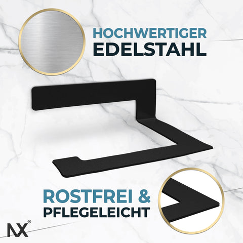 NX® Toilettenpapierhalter Selbstklebend aus Edelstahl- Schwarz 16cm