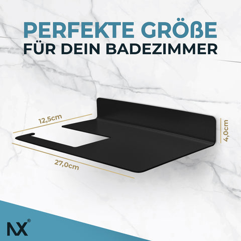 NX® Toilettenpapierhalter mit Ablage Selbstklebend aus Edelstahl- Schwarz 27cm